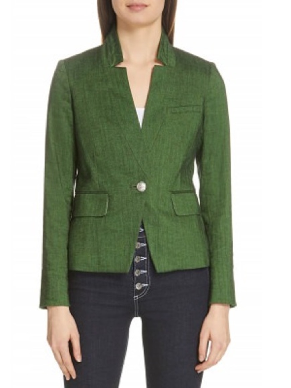 Veronica Beard Farley Dickey Green Linen Blend Jacket/Coat Size 4